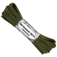 Load image into Gallery viewer, 550 Paracord- Olive Drab 100ft. 550 lb. Tensile Strength
