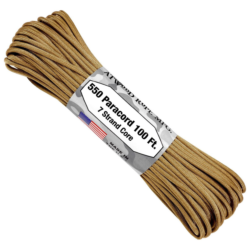 550 Paracord- Tan 100ft. 550 lb. Tensile Strength